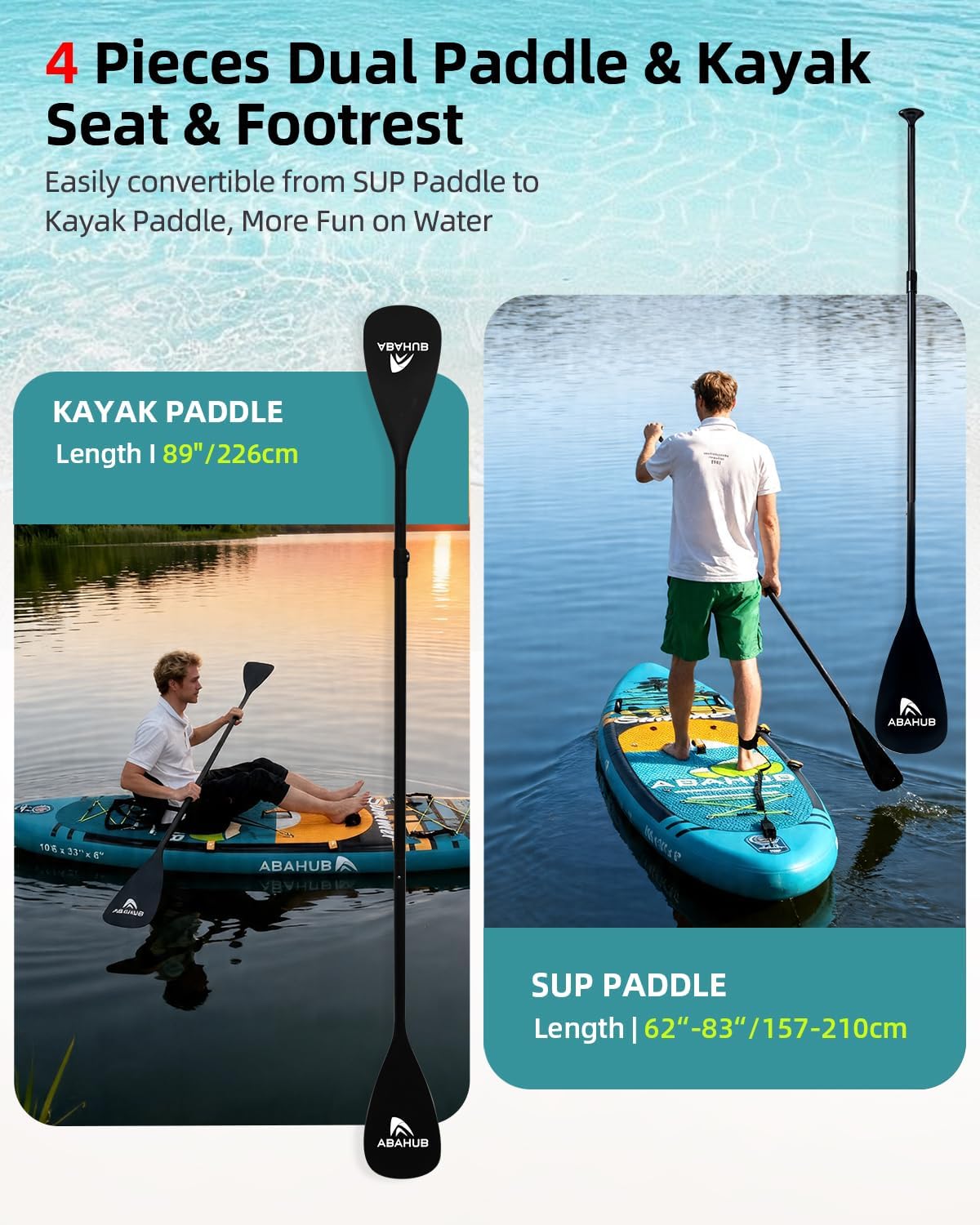 Geniş 10,6ft x 31/34in Şişiril - Fishing Kayak Paddle incelemesi ve fiyatı